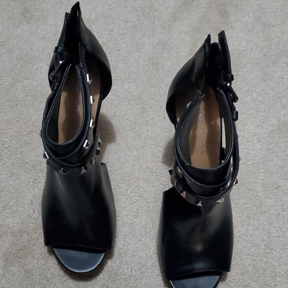Marc Fisher Black Studded Heeled Boots